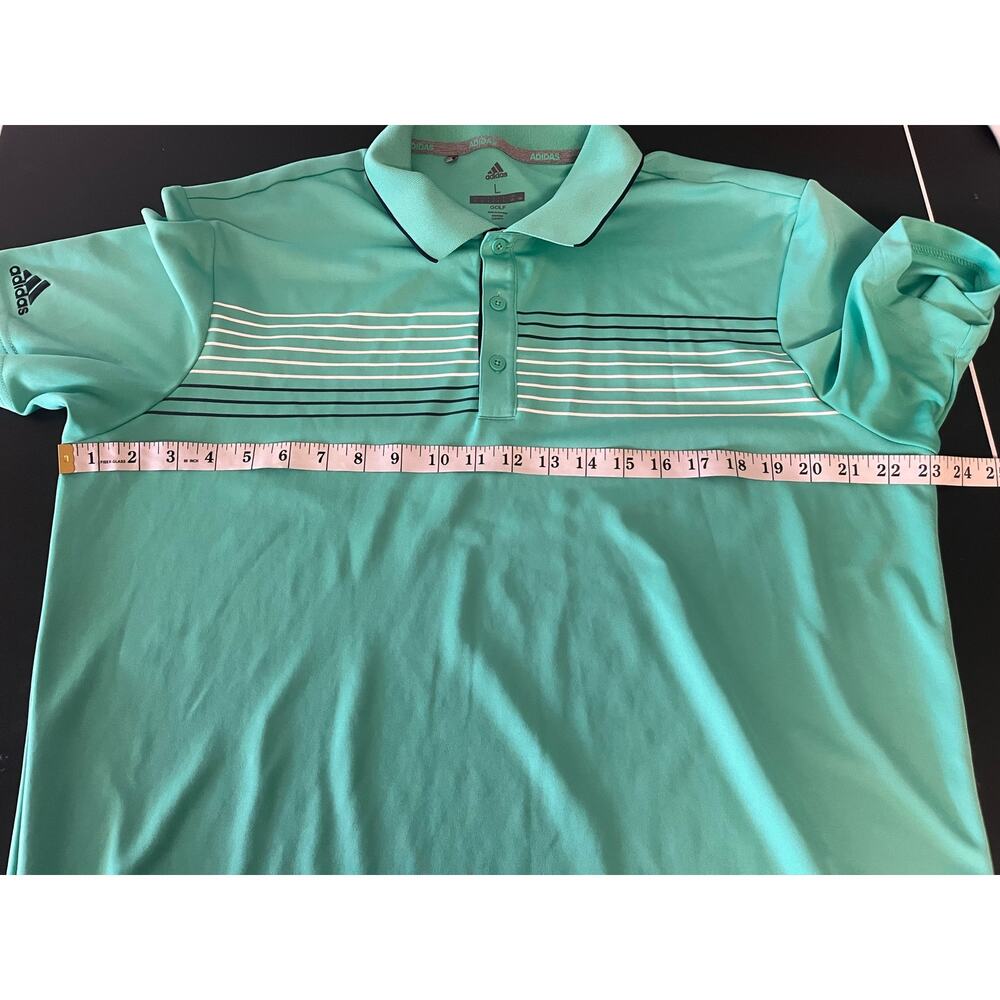 Adidas Men's Golf Polo green striped athleisure sportwear casual size large - Picture 4 of 8